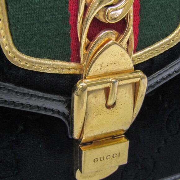 GUCCI Black Leather Sylvie Shoulder Bag - Picture 7 of 12